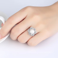 CZ Small Snowflake 925 Silver Freshwater Pearl Rings